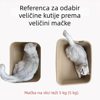 Jednokratna kutija za mačji pijesak s otpornošću na prolijevanje, biološki razgradiva pulpa celuloze, prijenosna i pogodna za putovanja