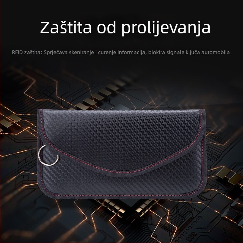Torba za zaštitu signala za mobitel – zaštita od metaldetektora, RFID protiv pozicioniranja, anti-degausiranje; karbonska vlakna, zatvaranje Velcro, RFID podstava, džep za ID, model K0054, za poslovna putovanja