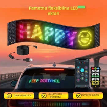 Fleksibilni vanjski LED reklamni zaslon s punim bojama, s P4 pixellom, Sanan čip, 5V, Bluetooth-enabled, zidni montažni.