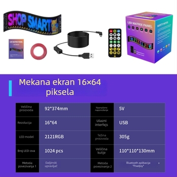 Fleksibilni vanjski LED reklamni zaslon s punim bojama, s P4 pixellom, Sanan čip, 5V, Bluetooth-enabled, zidni montažni.