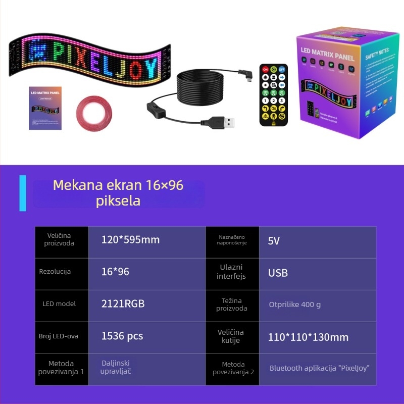 Fleksibilni vanjski LED reklamni zaslon s punim bojama, s P4 pixellom, Sanan čip, 5V, Bluetooth-enabled, zidni montažni.