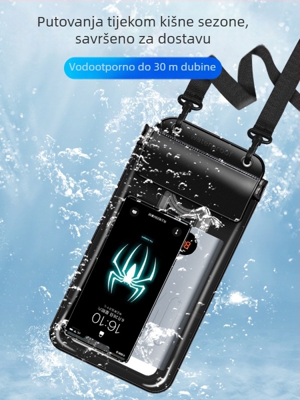 Vodootporna torbica za mobilni telefon, punjiva, za vanjsku uporabu, crossbody torba, velika kapacitet, kompatibilna s dodirnim zaslonom