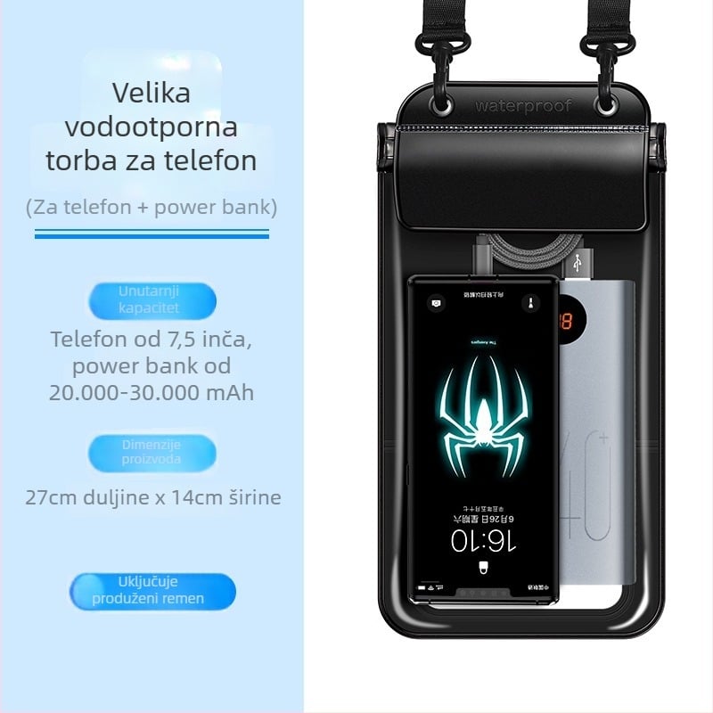 Vodootporna torbica za mobilni telefon, punjiva, za vanjsku uporabu, crossbody torba, velika kapacitet, kompatibilna s dodirnim zaslonom