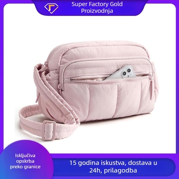 Najlonska cilindrična torba preko ramena sa zatvaračem, džepom za mobitel i skrivenim džepom
