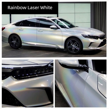Folia za promjenu boje automobila, višebojna laserska bijela, za karoseriju i unutrašnji prostor, ručno izrađena, otporna na ogrebotine