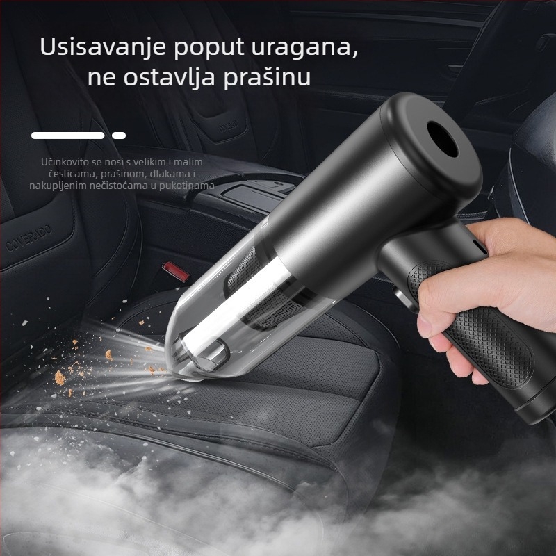 Usisavač za automobil s visokim usisom 11.000 Pa, prijenosni multifunkcionalni uređaj za usisavanje i puhanje, punjiv, 68 W, model BM199, trajanje baterije 1 sat, 7,4 V