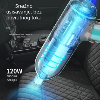 Ručni bežični usisavač za automobil i dom, 75W, usisna snaga 9000 Pa, punjiv, prenosan
