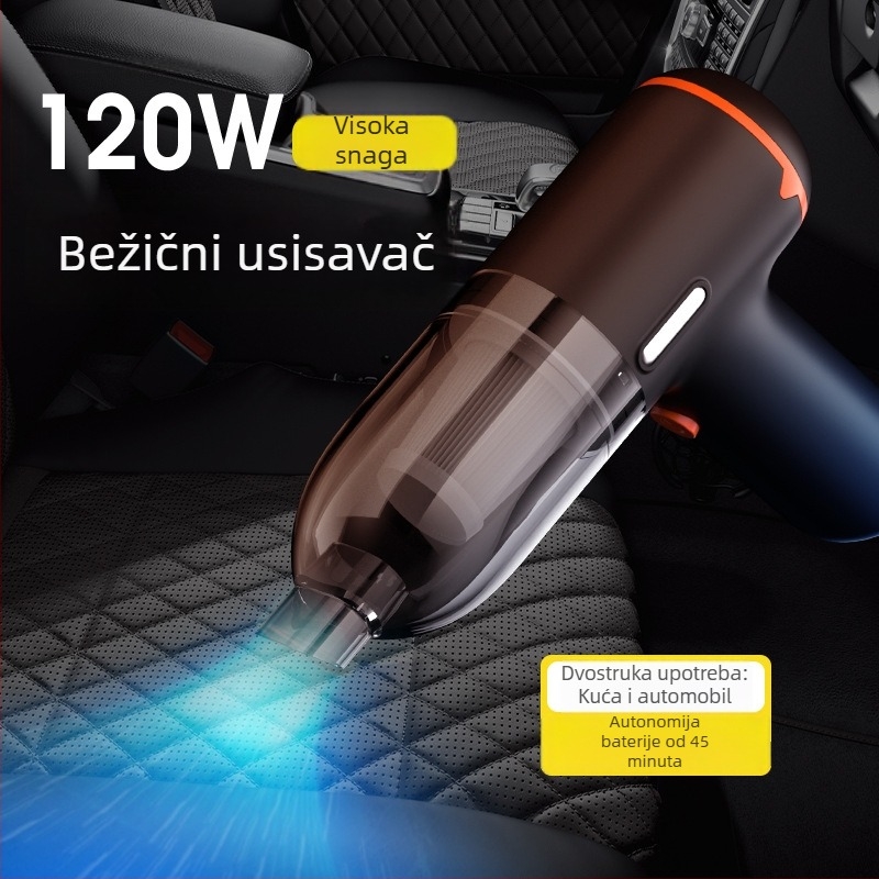 Ručni bežični usisavač za automobil i dom, 75W, usisna snaga 9000 Pa, punjiv, prenosan