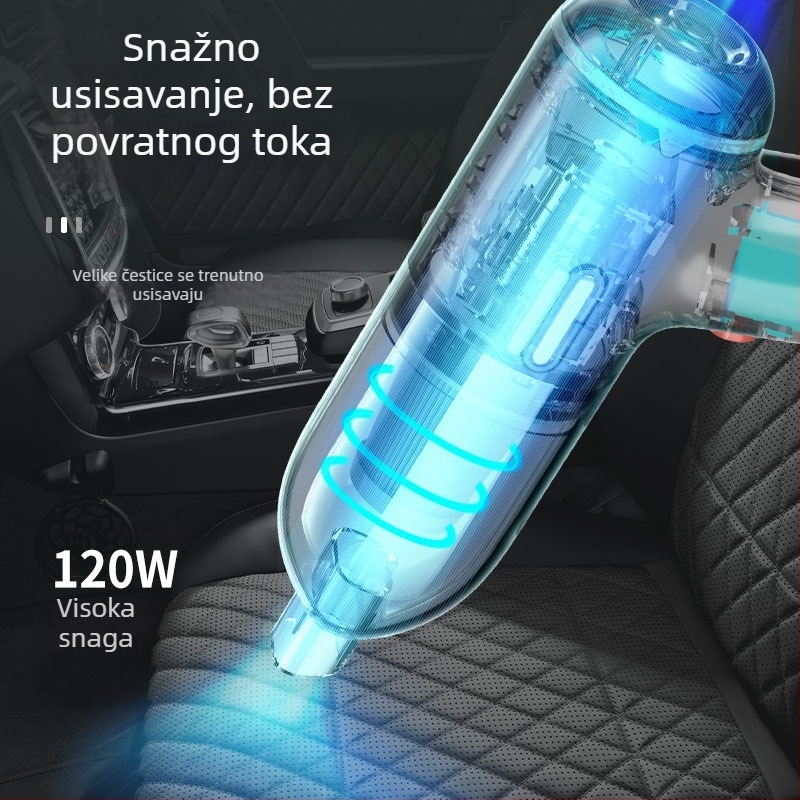 Ručni bežični usisavač za automobil i dom, 75W, usisna snaga 9000 Pa, punjiv, prenosan