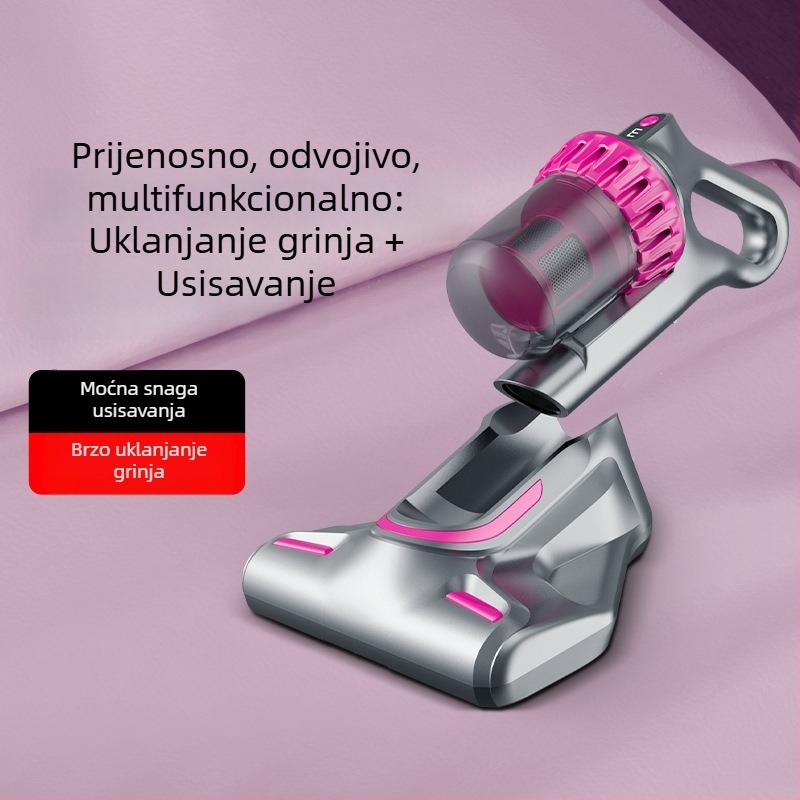 Bežični usisivač za uklanjanje grinja – za dom i automobil, 100W, tlak usisavanja 2100–3000Pa, mokro i suho čišćenje, ugrađena baterija