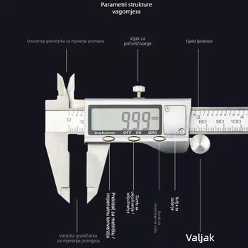 Digitalni kaliper s LCD zaslonom, raspon 0-150/100 mm, visoka preciznost za nakit i rukotvorine