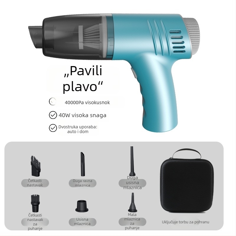 Bežični automobilski usisavač, 100 W, usisna snaga 6000 Pa, napon ≤36 V, punjiv