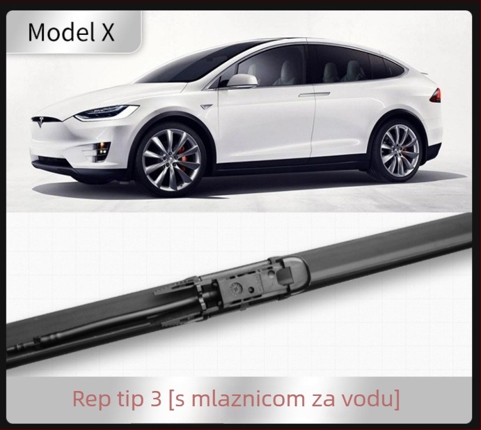 Dori brisač bez rama S333 za Tesla Model 3/Model Y/Model X/Model S – 90° kut, 12V motor, prirodni kaučuk