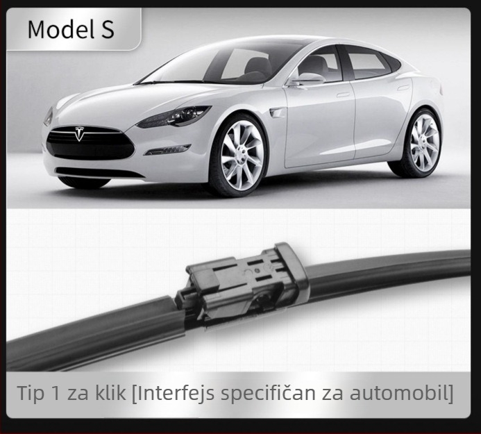 Dori brisač bez rama S333 za Tesla Model 3/Model Y/Model X/Model S – 90° kut, 12V motor, prirodni kaučuk