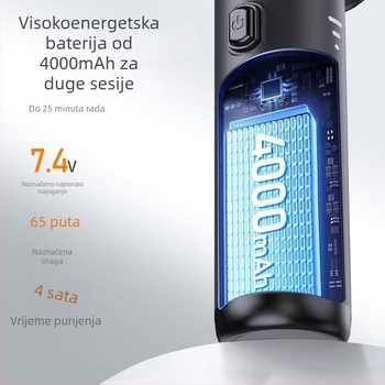Ručni usisavač za automobil – 11.1V, 75W, usisna snaga 20000Pa, 20 minuta rada, bežični
