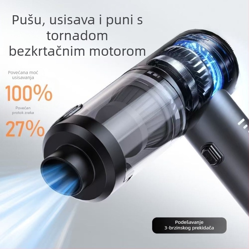 Ručni usisavač za automobil – 11.1V, 75W, usisna snaga 20000Pa, 20 minuta rada, bežični