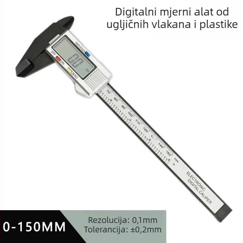 MAKLE digitalni mjerač s elektroničkim zaslonom, potpuno plastičan, kompaktan raspon 0-150 mm
