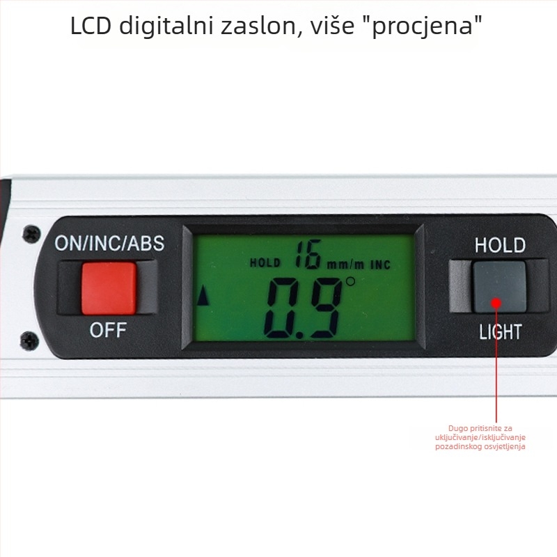Magnetska digitalna libela s kućištem od aluminijske legure, visoka preciznost, elektronički zaslon, ravnalo i višenamjenski dekorativni alat