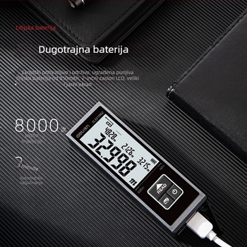 Deli mini laserski mjerač udaljenosti, domet 40 m, infracrveni elektronički ravnalo, litijeva baterija, model DL331040Z