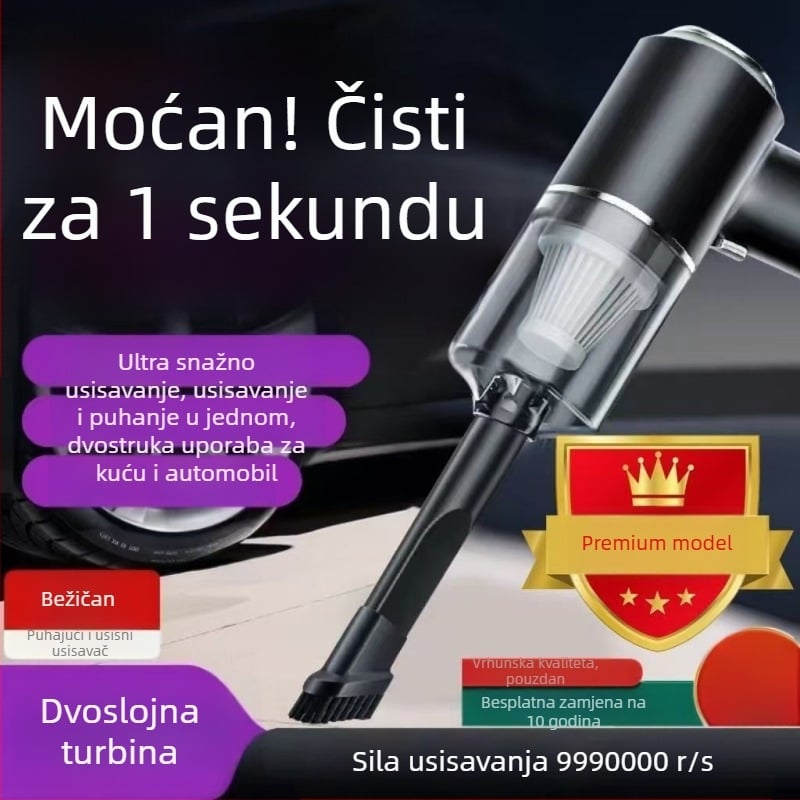 Ručni usisavač za auto i dom - 300 W, usisna snaga 20000 Pa, punjiv, kabel duljine 300 cm, mjerenje tlaka u gumama