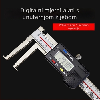 Digitalni mjerač s unutarnjim žlijebom za unutarnja mjerenja — raspon 14–150 mm, duljina čeljusti 40 mm, mjerenje unutarnjeg promjera