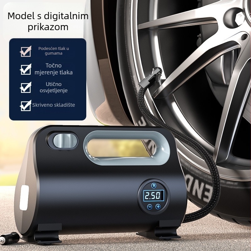 Prijenosna 12V pumpa za automobil s digitalnim zaslonom, 25 L/min, radno vrijeme 5–20 minuta, jednocilindrična