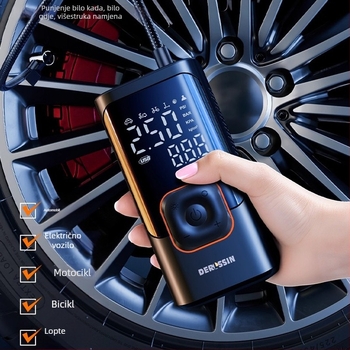 Punjaiva automobilska pumpa za zrak s digitalnim zaslonom, 12V, 80W, protok zraka 30 L/min