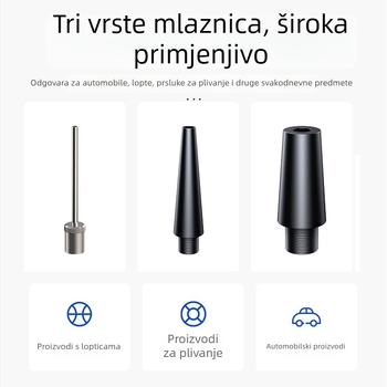 Automobilska pumpa za zrak s digitalnim zaslonom, prijenosna 12V pumpa za pneu, 120W, protok zraka 35 L/min, kabel napajanja 2,8 m