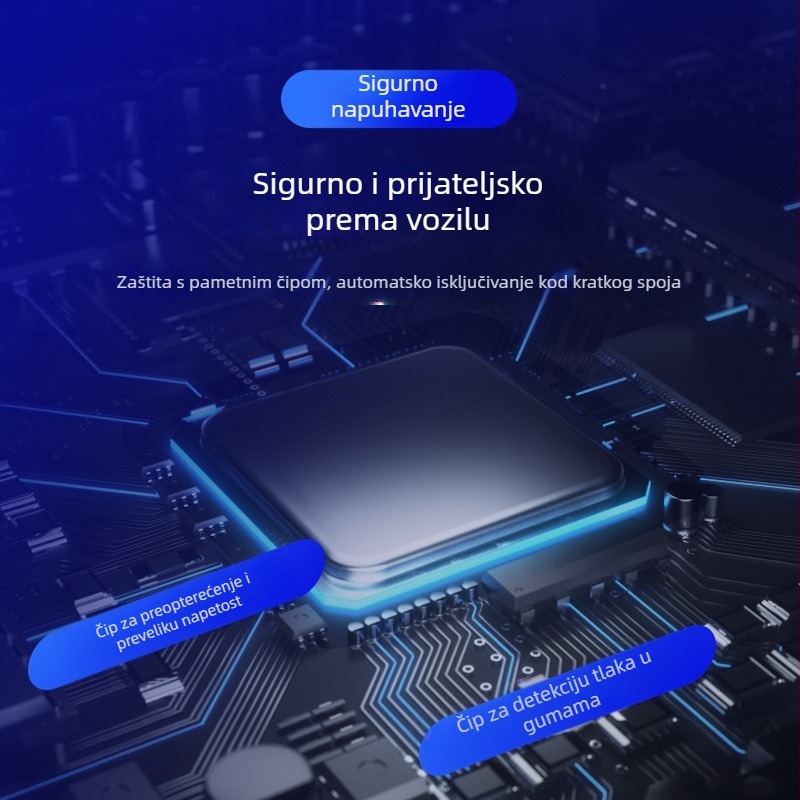 Automobilska pumpa za zrak s digitalnim zaslonom, prijenosna 12V pumpa za pneu, 120W, protok zraka 35 L/min, kabel napajanja 2,8 m