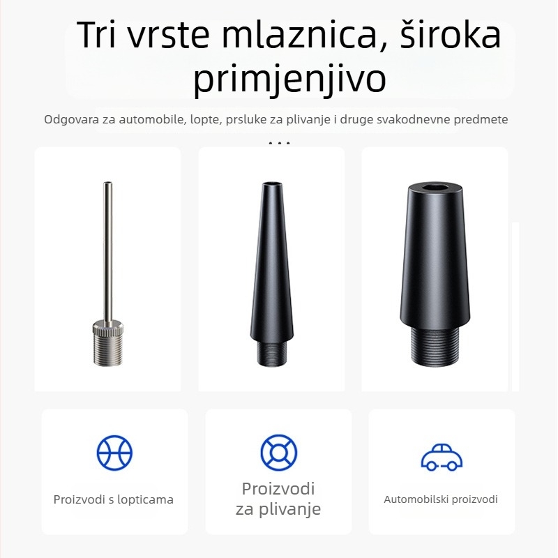 Automobilska pumpa za zrak s digitalnim zaslonom, prijenosna 12V pumpa za pneu, 120W, protok zraka 35 L/min, kabel napajanja 2,8 m