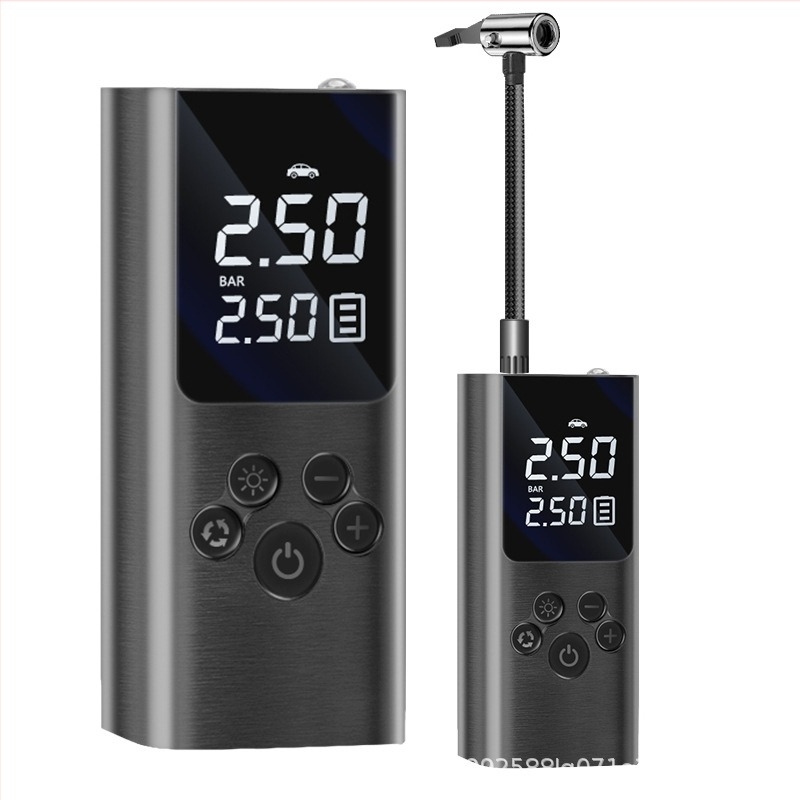 Prijenosna bežična pumpa za gume automobila – digitalni prikaz, LED svjetlo, mjerač tlaka, USB punjenje; 12V/7.4V, 120W, 25 L/min, izuzetno brzo napuhivanje