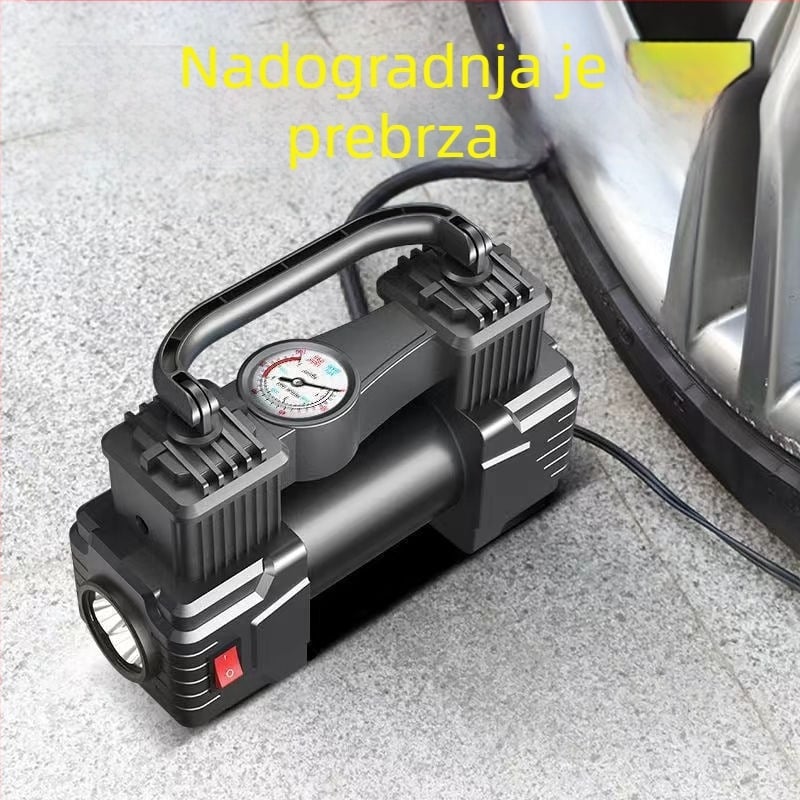 12V prenosna dvostruka cilindarska visokotlačna pumpa za automobil, punjiva, LCD zaslon