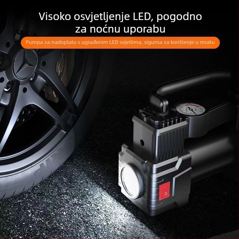 12V prenosna dvostruka cilindarska visokotlačna pumpa za automobil, punjiva, LCD zaslon