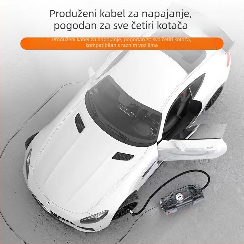 12V prenosna dvostruka cilindarska visokotlačna pumpa za automobil, punjiva, LCD zaslon