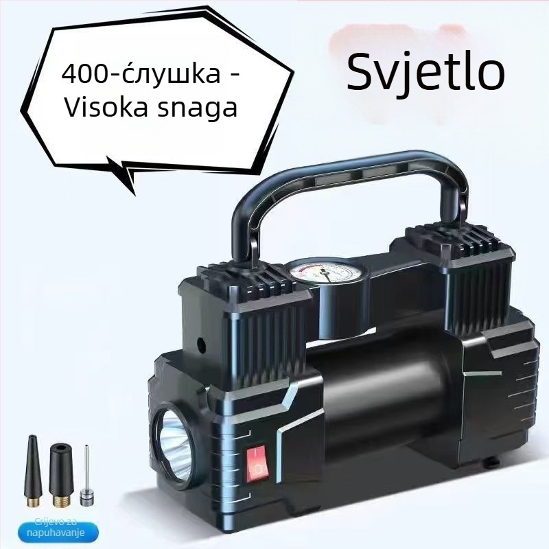 12V prenosna dvostruka cilindarska visokotlačna pumpa za automobil, punjiva, LCD zaslon