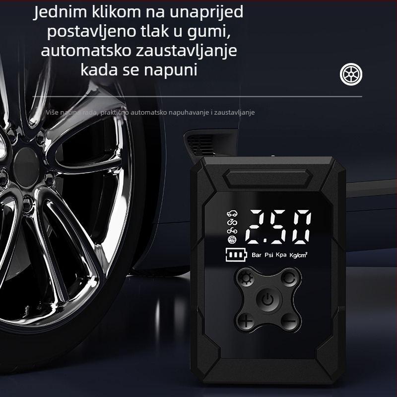 Prijenosna bežična pumpa za auto s digitalnim prikazom (7.4V, 80W, 45 L/min)