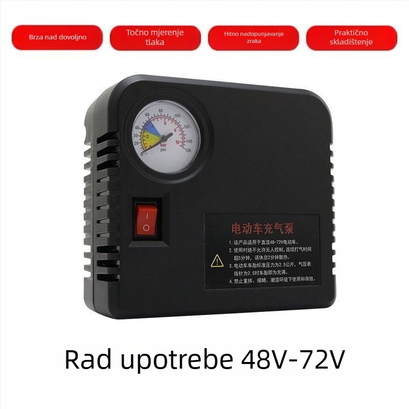 Pumpa zraka za električna vozila - 220W, višecilindrična konstrukcija, digitalni zaslon, upozoravajuće svjetlo