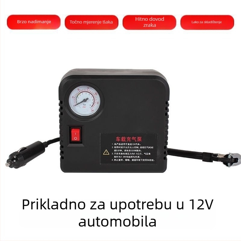 Pumpa zraka za električna vozila - 220W, višecilindrična konstrukcija, digitalni zaslon, upozoravajuće svjetlo