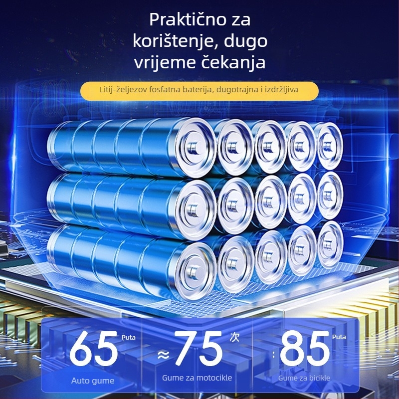 Bežična automatska ručna pumpa za automobil, prijenosna električna visokotlačna pumpa za gume s LED svjetlom