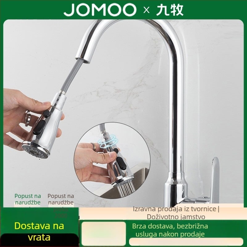 JOMOO bakrena kuhinjska mješalica s izvlačnim mlazom, topla i hladna, protiv prskanja, univerzalna ugradnja