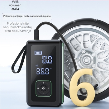Sve-u-jednom za auto: automobilni startni uređaj i pumpa za gume, 12V 100W litijeva baterija, dizajn s 2+ cilindara, protok zraka 35 L/min