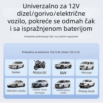 Sve-u-jednom za auto: automobilni startni uređaj i pumpa za gume, 12V 100W litijeva baterija, dizajn s 2+ cilindara, protok zraka 35 L/min