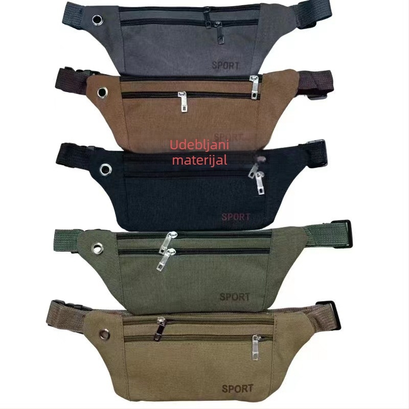 Unisex platnena pojasna torba za outdoor sportove – Crossbody stil, velika zapremina, pretinac za telefon i novčanik