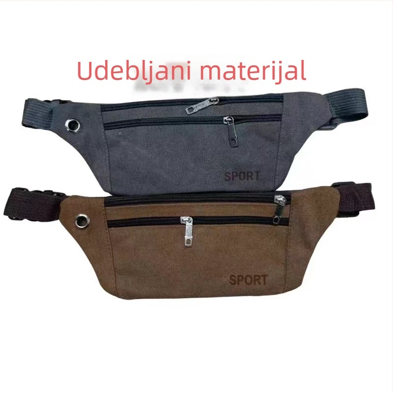 Unisex platnena pojasna torba za outdoor sportove – Crossbody stil, velika zapremina, pretinac za telefon i novčanik