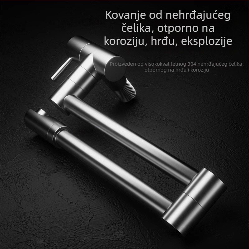 Sklopiva kuhinjska slavina – nehrđajući čelik, zidna montaža, okretna i proširiva proširenja, model Jd-7179, 0–90°C