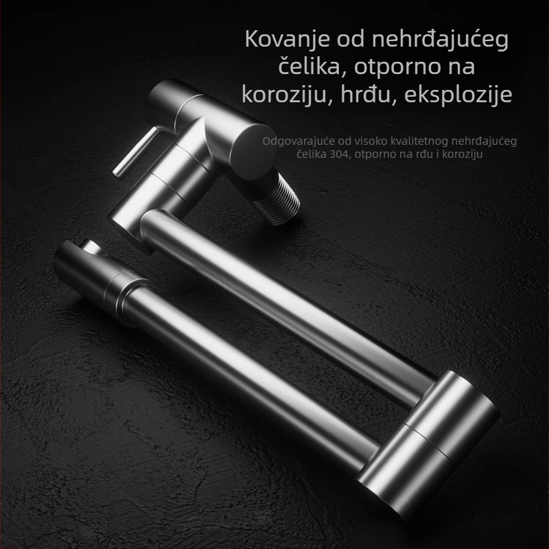 Sklopiva kuhinjska slavina – nehrđajući čelik, zidna montaža, okretna i proširiva proširenja, model Jd-7179, 0–90°C