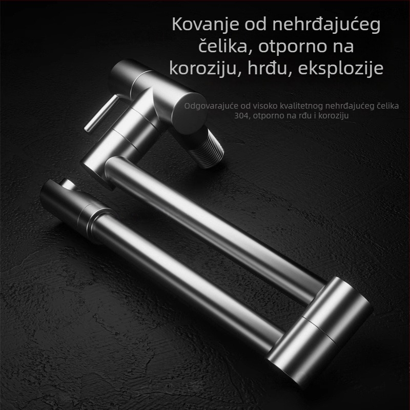 Sklopiva kuhinjska slavina – nehrđajući čelik, zidna montaža, okretna i proširiva proširenja, model Jd-7179, 0–90°C