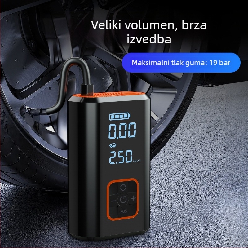 Kafila 066 automobilska višefunkcionalna pumpa za zrak, prenosna pametna pumpa s digitalnim zaslonom za automobile i električna vozila, 12V, 120W, 70 L/min, punjiva