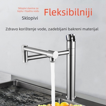 Kuhinjska slavina za sudoper, sklopiva, s toplom i hladnom vodom, od bakra, teleskopksa, okretna, produžena
