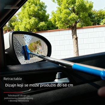 Brisač za automobilski retrovizor s teleskopskom od nehrđajućeg čelika, brisač za staklo prozora i odmagljivanje, alat za čišćenje automobila